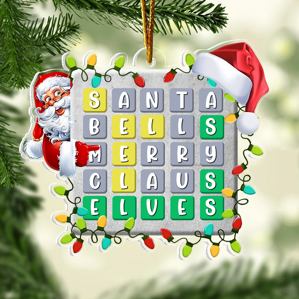 Wordle Ornament, Wordle 2D Christmas Gift, Funny Wordle Lover Gift 2024, Wordle Puzzle Board Ornament, Wordle Gift For Mom Dad Grandpa Grandma