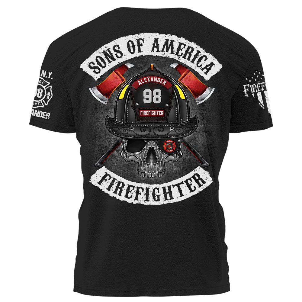 Personalized Firefighter Shirt Sons Of America Firefighter Shirt Gift For Firefighter K1702