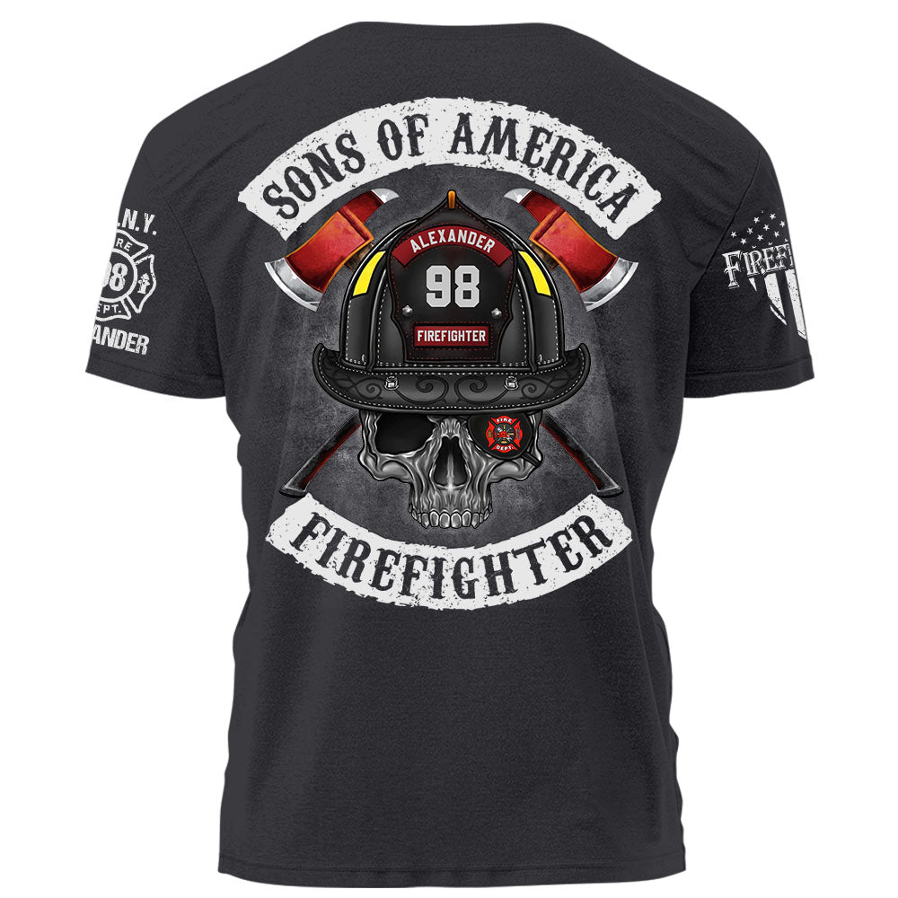 Personalized Firefighter Shirt Sons Of America Firefighter Shirt Gift For Firefighter K1702