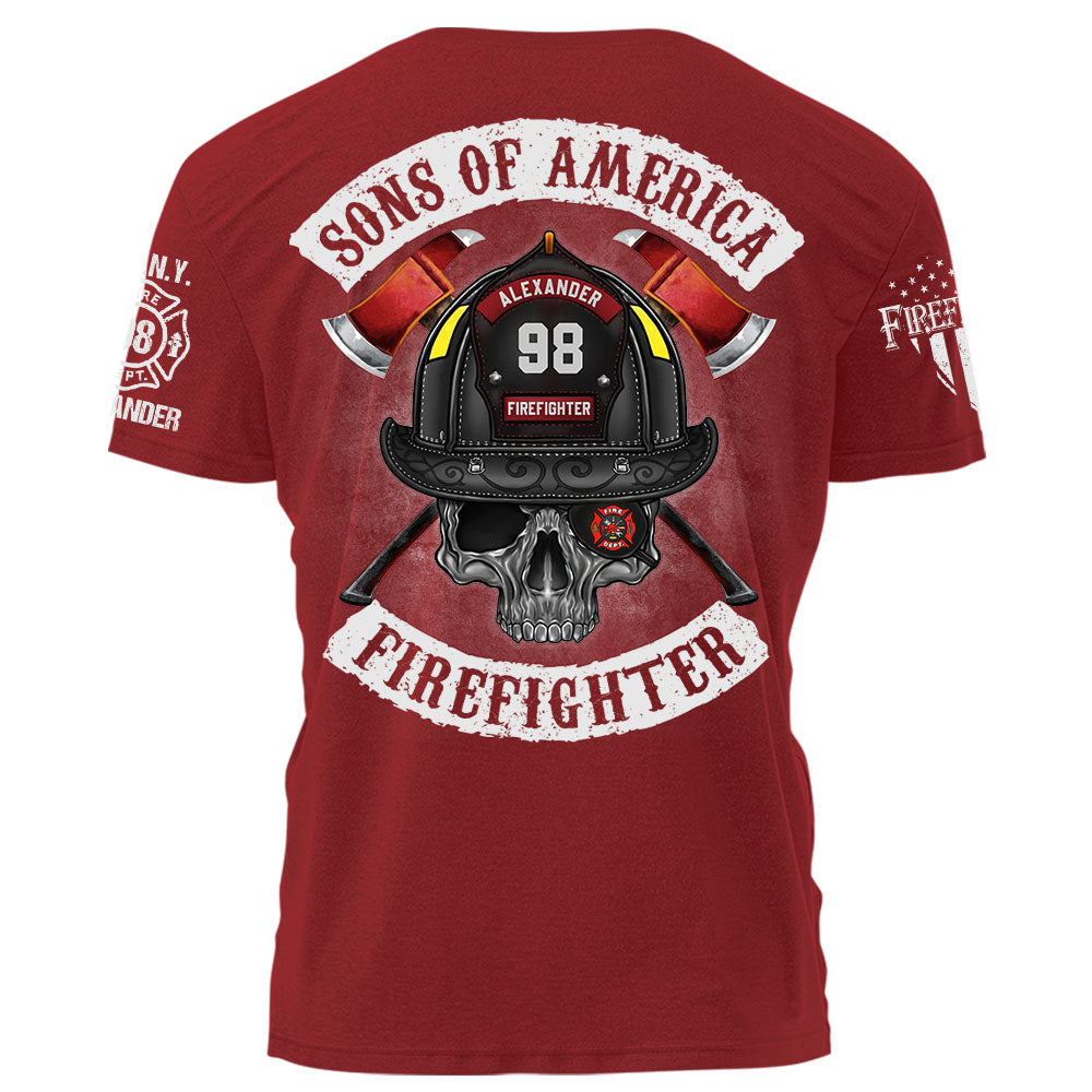 Personalized Firefighter Shirt Sons Of America Firefighter Shirt Gift For Firefighter K1702