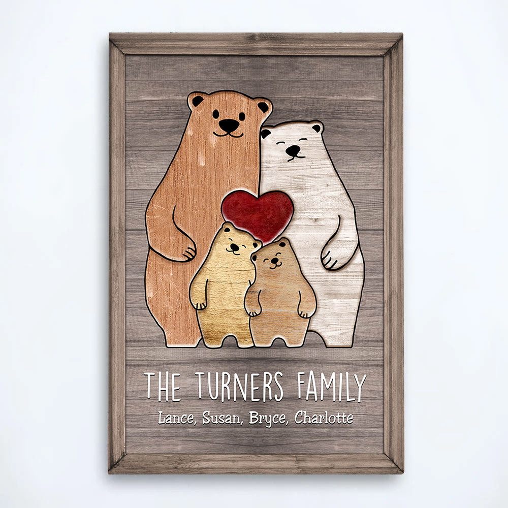 Puzzle Canvas Family Bears Personalized Canvas Print Gift For Mom, Grandma