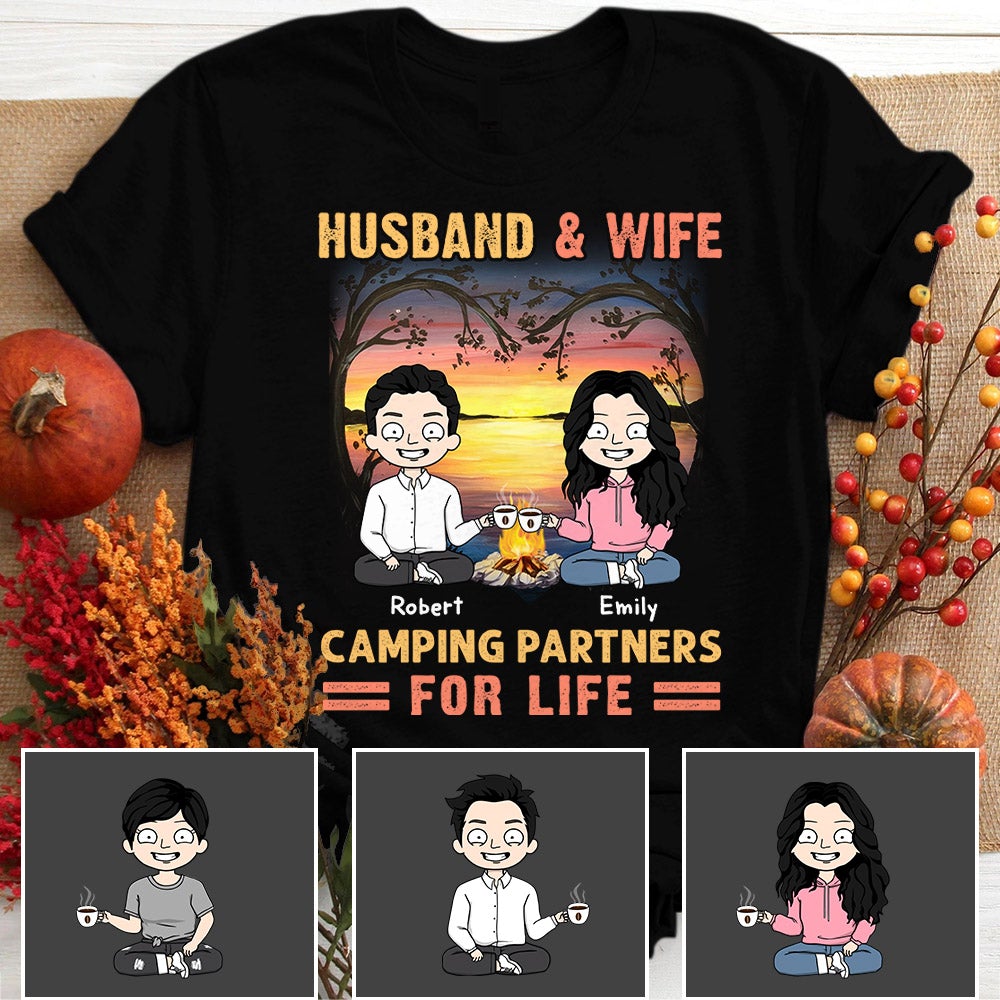 Personalized Husband And Wife Camping Partners For Life Shirt Camping Couple Vintage Shirt