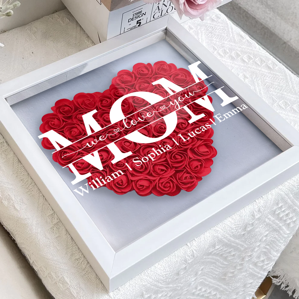 Mom We Love You - Personalized Flower Shadow Box Gift For Mom