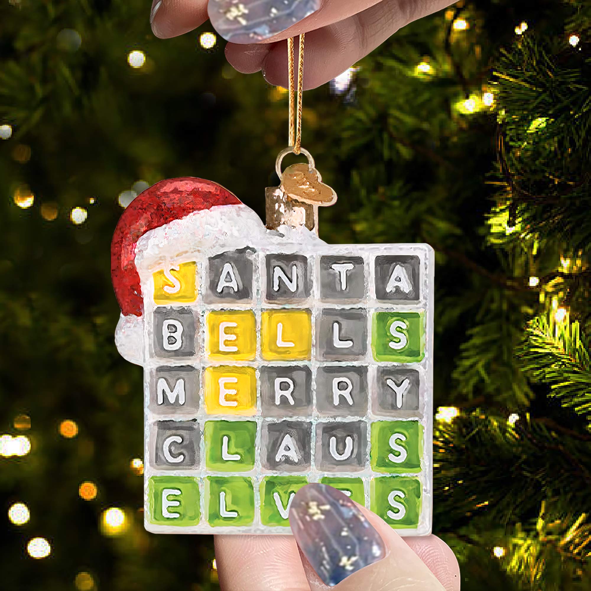 Wordle Ornament, Wordle 2D Christmas Gift, Funny Wordle Lover Gift 2025, Wordle Puzzle Board Ornament, Wordle Gift For Mom Dad