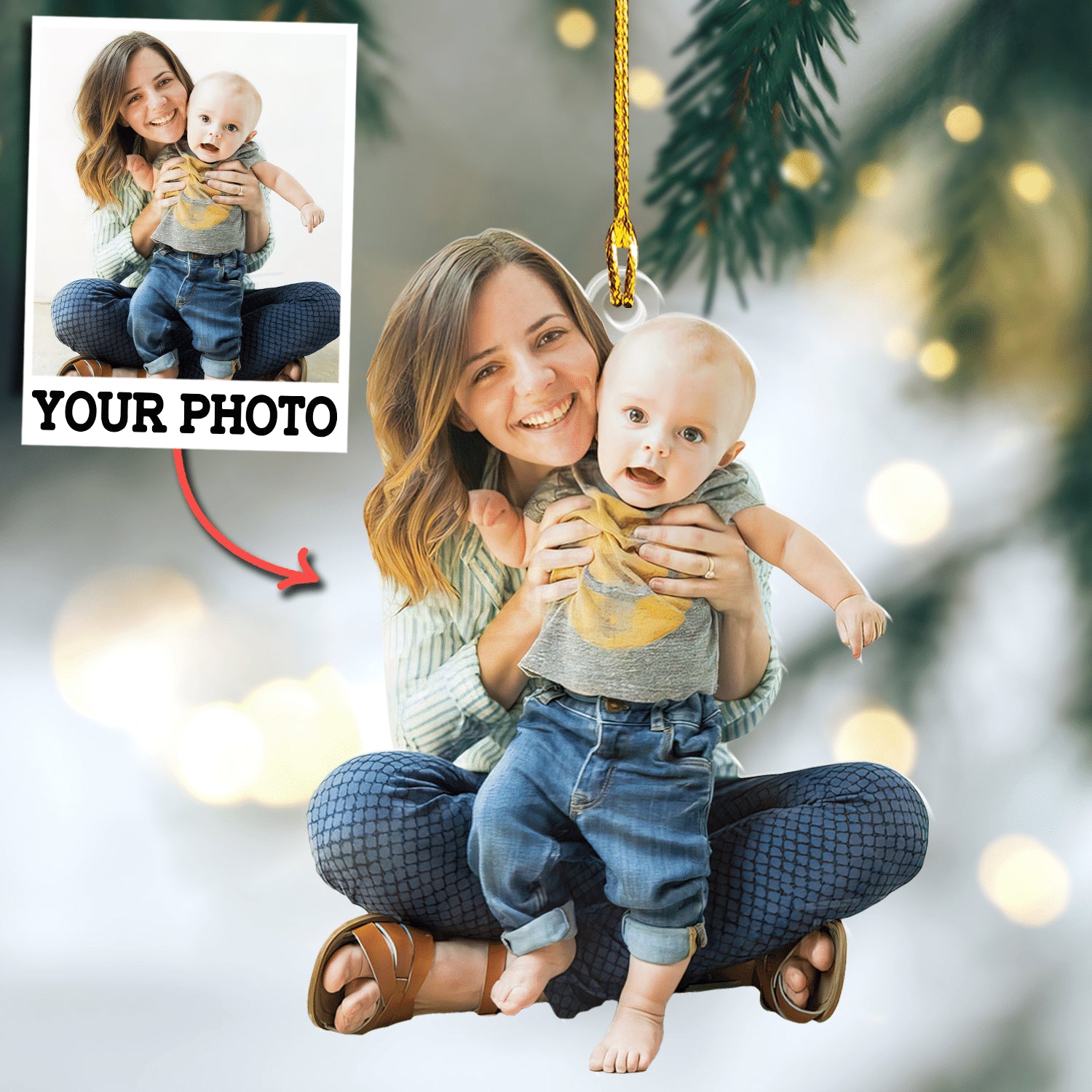 Personalized Photo Baby's First Christmas Ornament - Custom Photo Ornament Gift For Family
