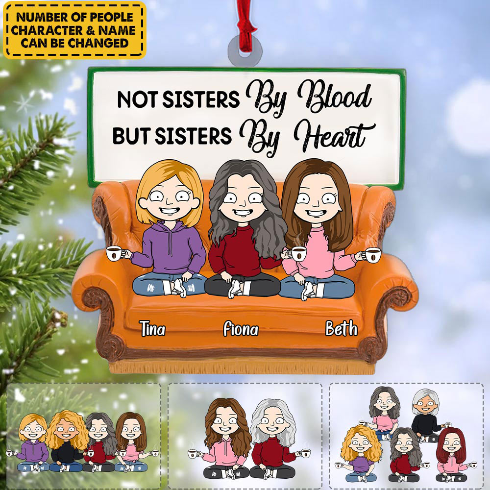 Personalized Ornament For Besties Soul Sister - Not Sisters By Blood But Sisters By Heart Ornament