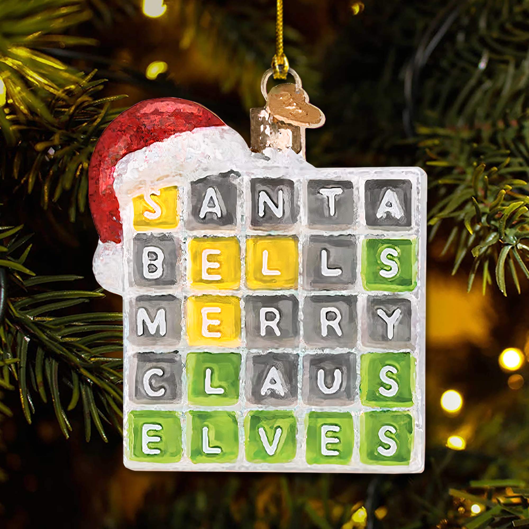 Wordle Ornament, Wordle 2D Christmas Gift, Funny Wordle Lover Gift 2025, Wordle Puzzle Board Ornament, Wordle Gift For Mom Dad