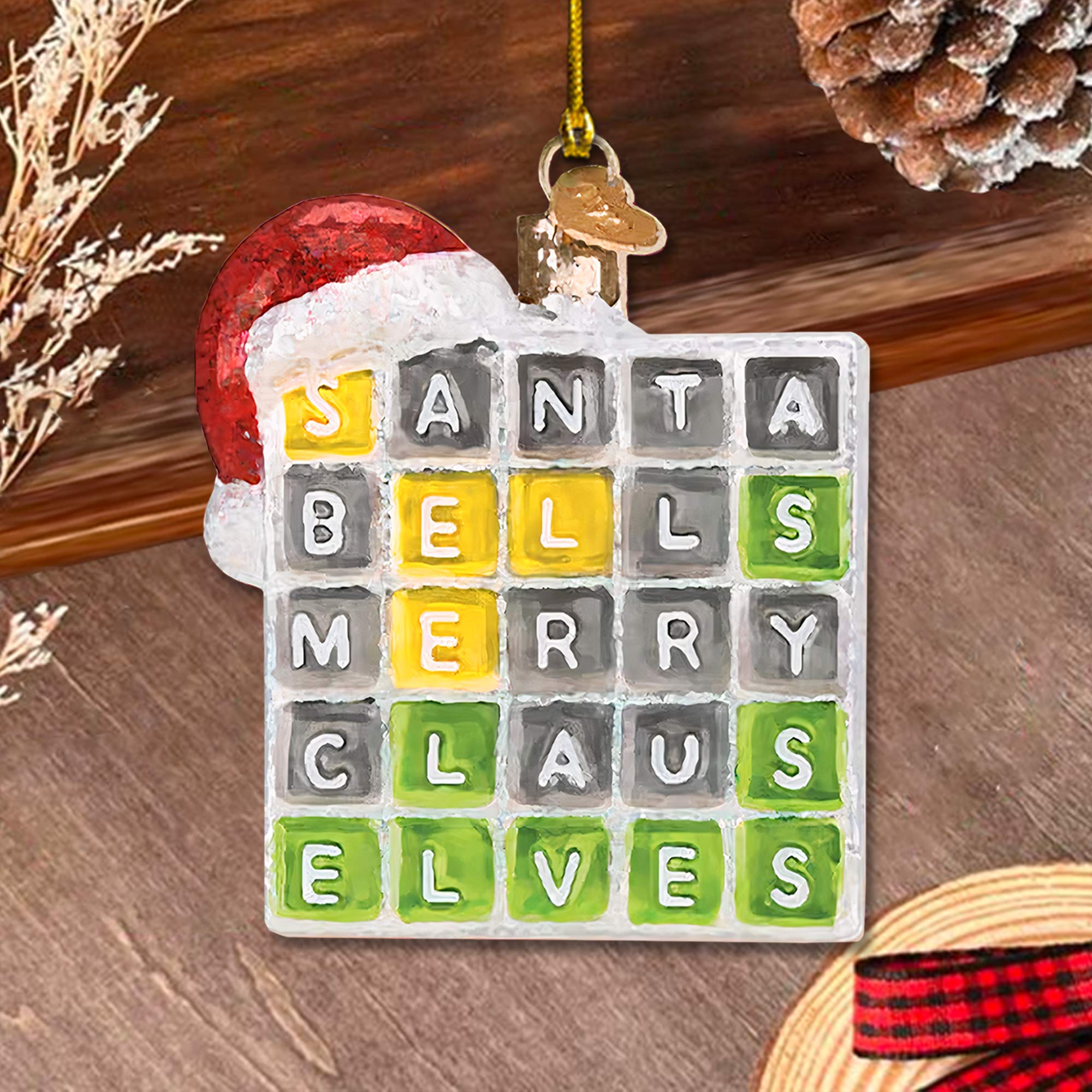 Wordle Ornament, Wordle 2D Christmas Gift, Funny Wordle Lover Gift 2025, Wordle Puzzle Board Ornament, Wordle Gift For Mom Dad