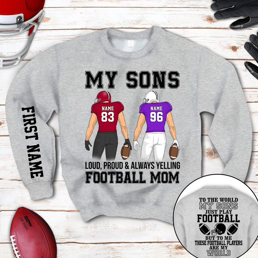 Loud and Proud Football Mom Fan Blue Graphic Tee or Sweatshirt