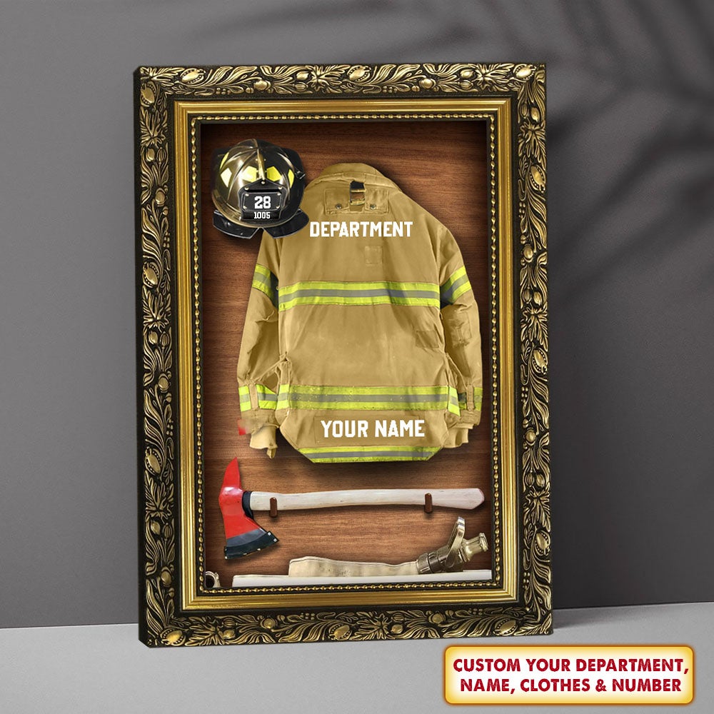 Armor Clothes Helmet Personalized Canvas Poster Gift For Firefighter Fireman