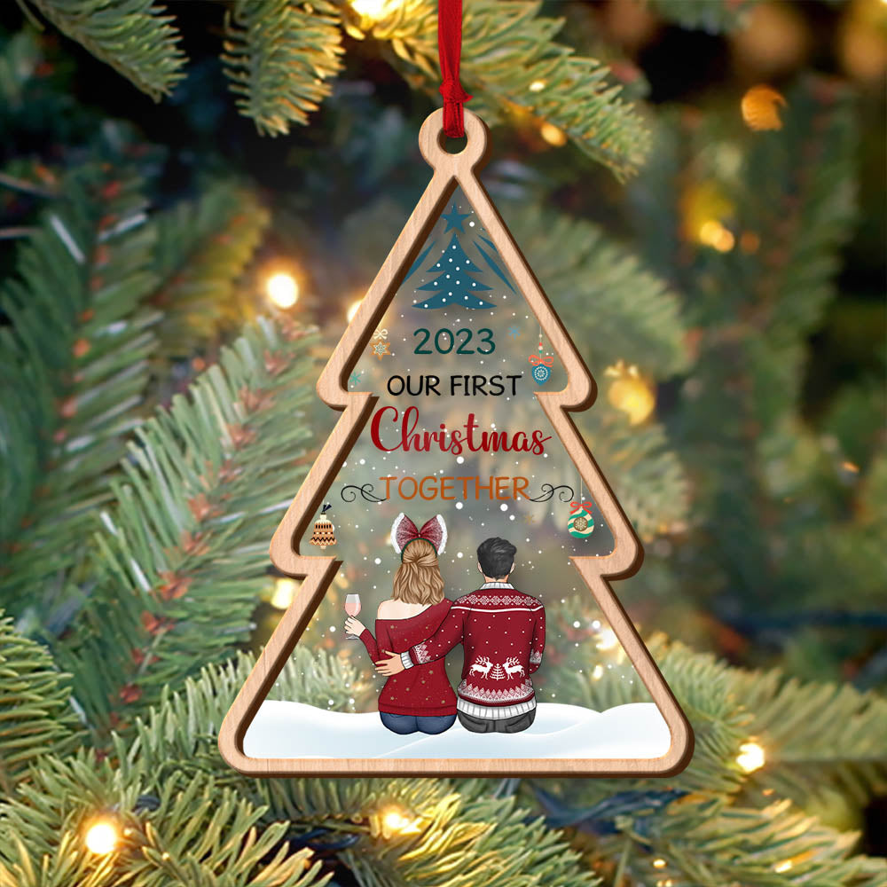 Personalized Our First Christmas Together 2 Layer Wooden And Acrylic Ornament Christmas