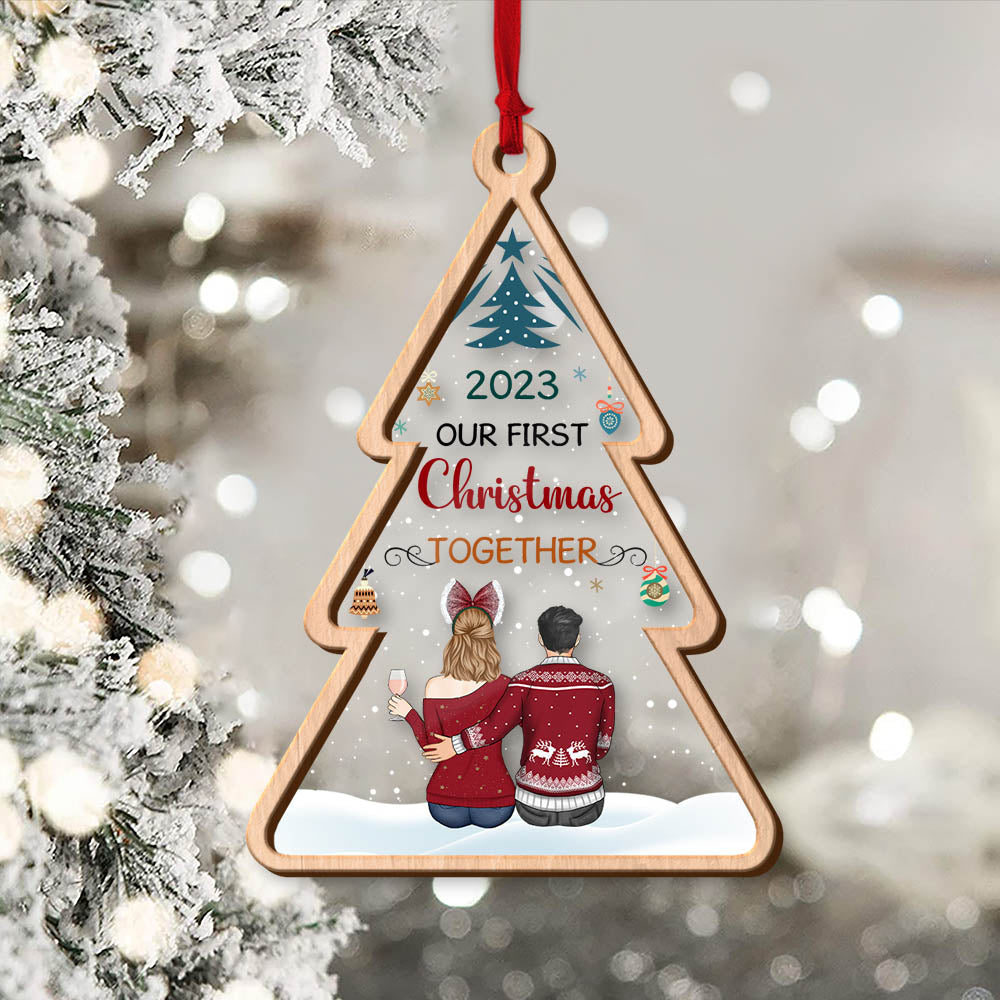 Personalized Our First Christmas Together 2 Layer Wooden And Acrylic Ornament Christmas