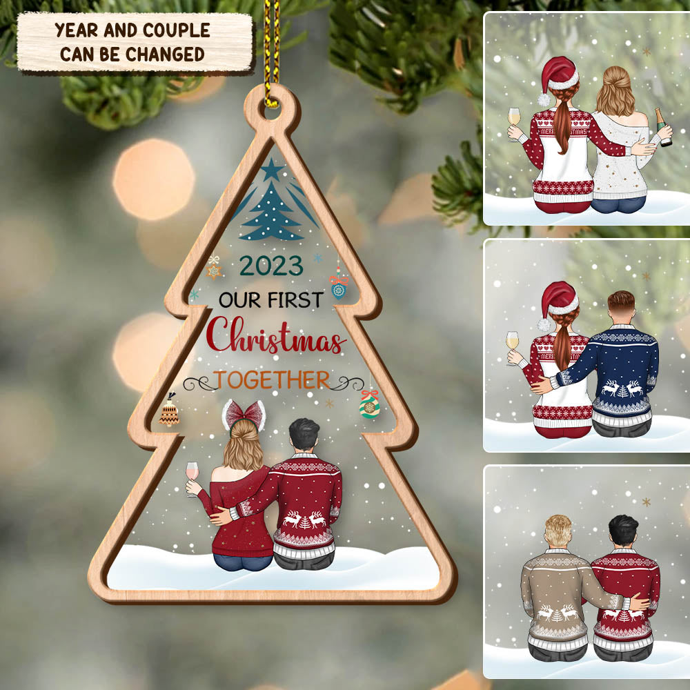 Personalized Our First Christmas Together 2 Layer Wooden And Acrylic Ornament Christmas