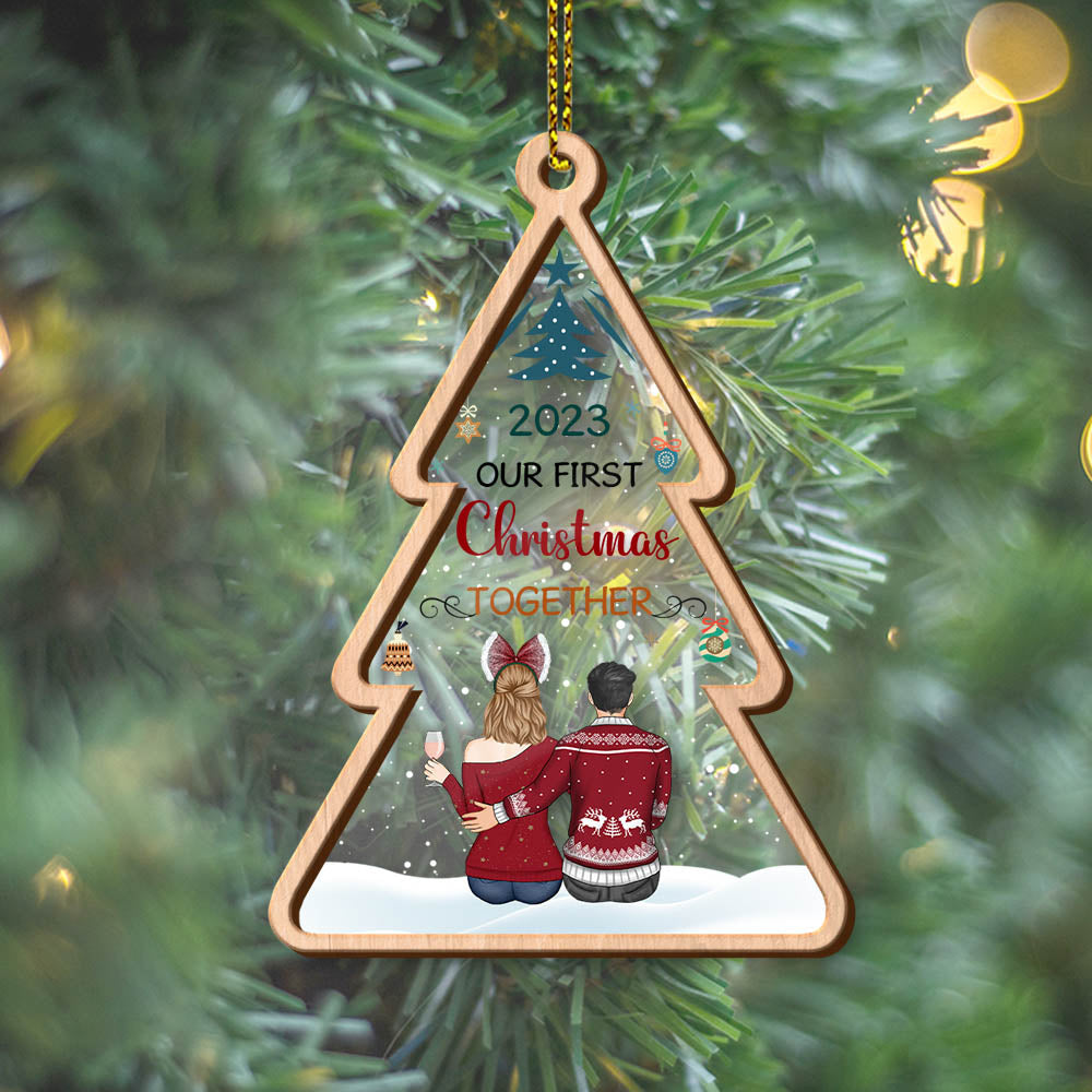 Personalized Our First Christmas Together 2 Layer Wooden And Acrylic Ornament Christmas
