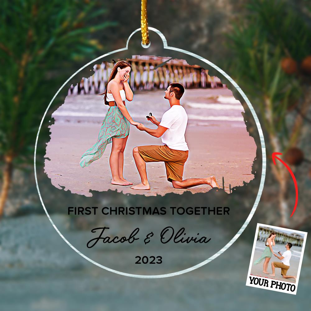 First Christmas Together Ornament, Our First Christmas Couple Photo Ornament, Personalized Photo Couple Christmas Tree Ornament Vr4