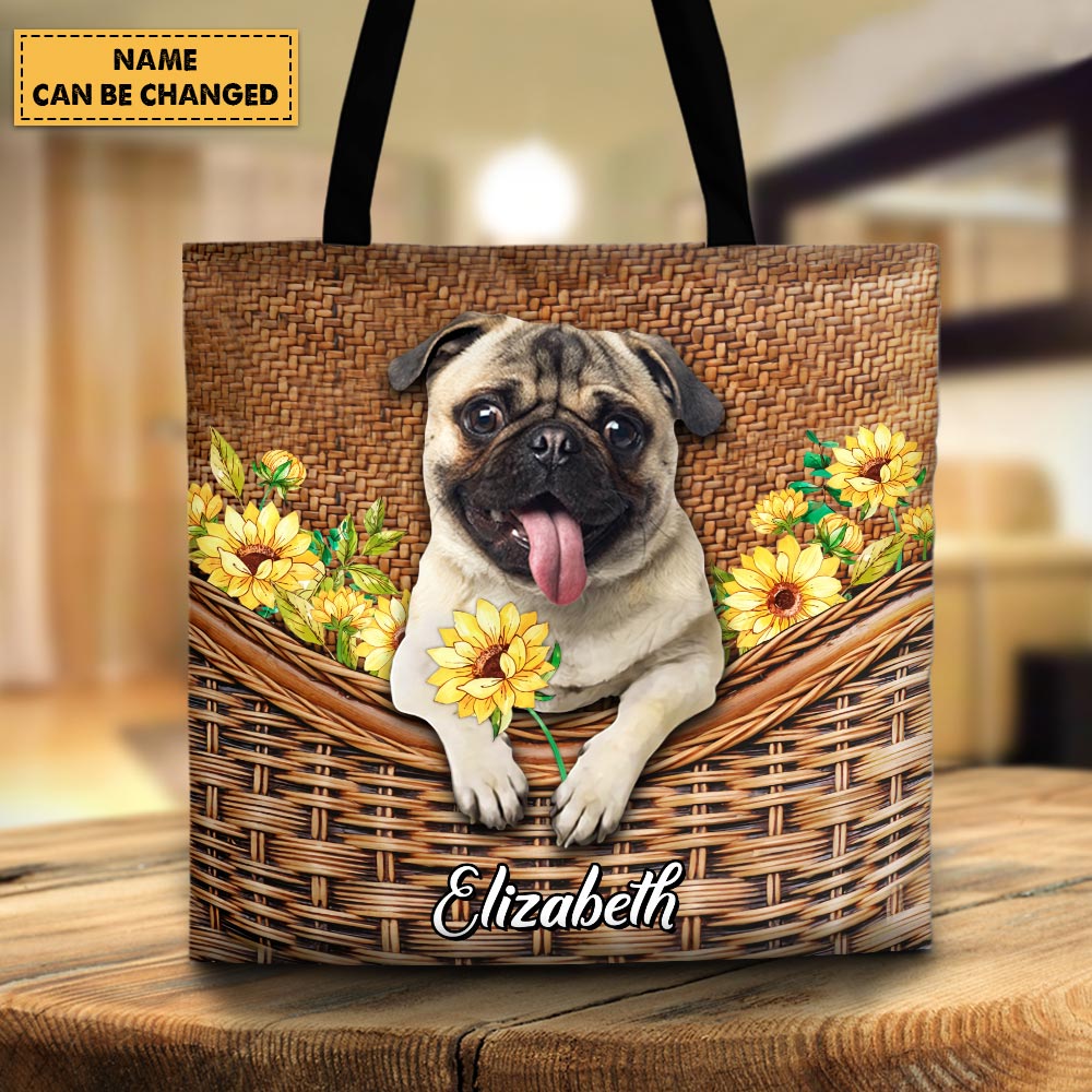 Personalized Pug Mom Coir Pattern 3D All Over Print Tote Bag For Dog Mom