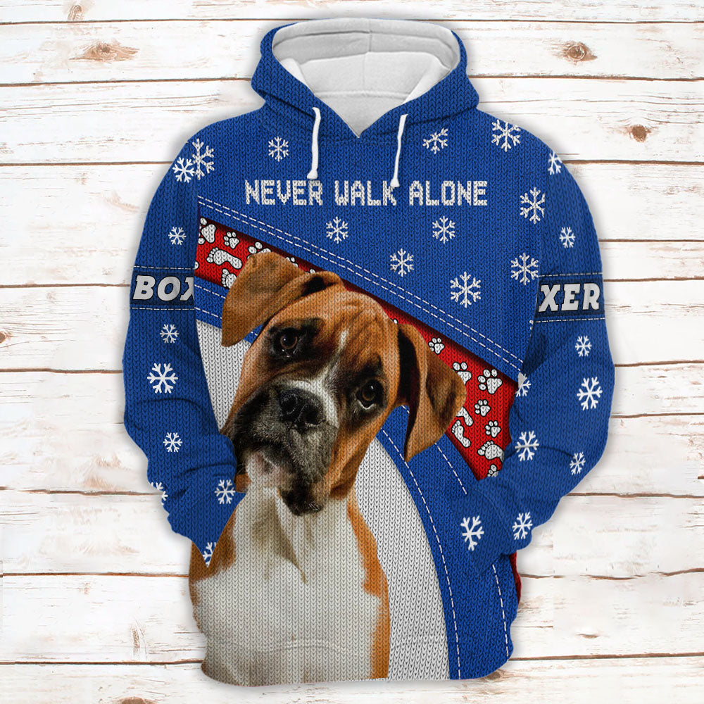 Boxer Never Walk Alone Ugly Sweater Christmas Gift For Dog Lovers