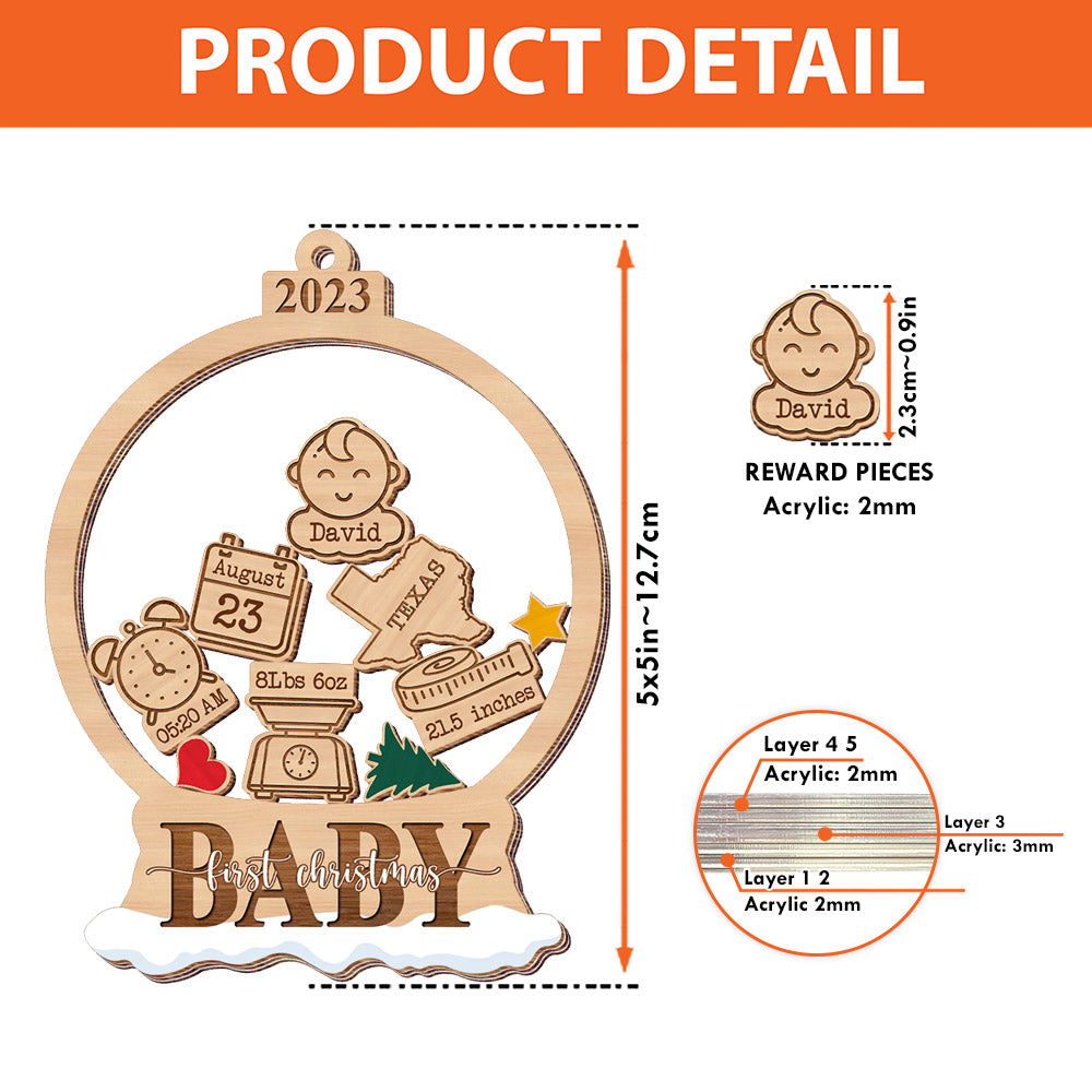 Baby First Christmas - 5 Layered Christmas Shaker Ornament