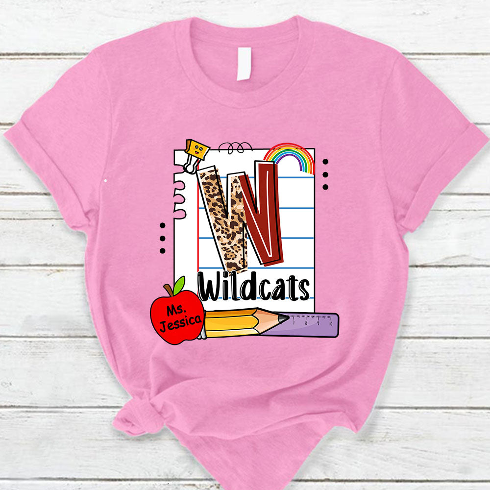 Personalized Wildcats School Mascot Lined Paper Shirt