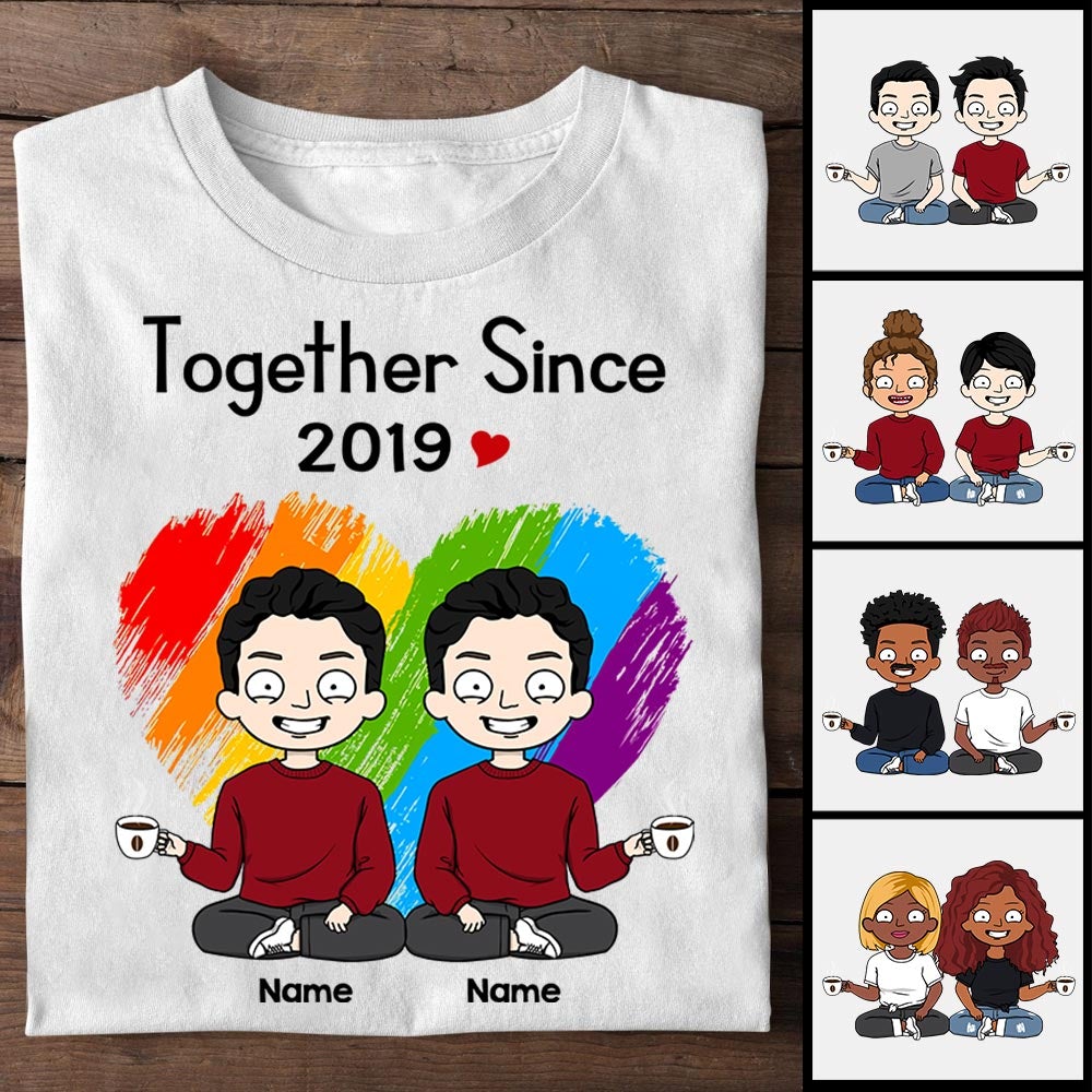 Personalized Together Since Year Rainbow Shirt Funny Lgbt Couple T-Shirt