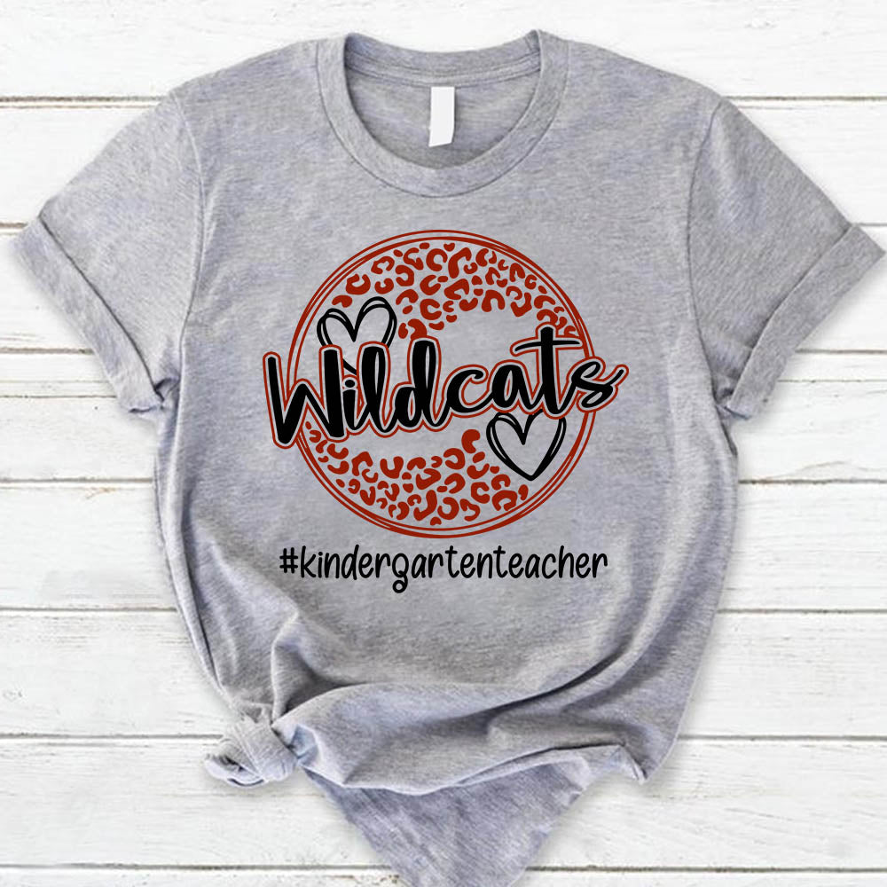 Personalized Wildcats Mascot Circle Leopard T-Shirt For Teacher