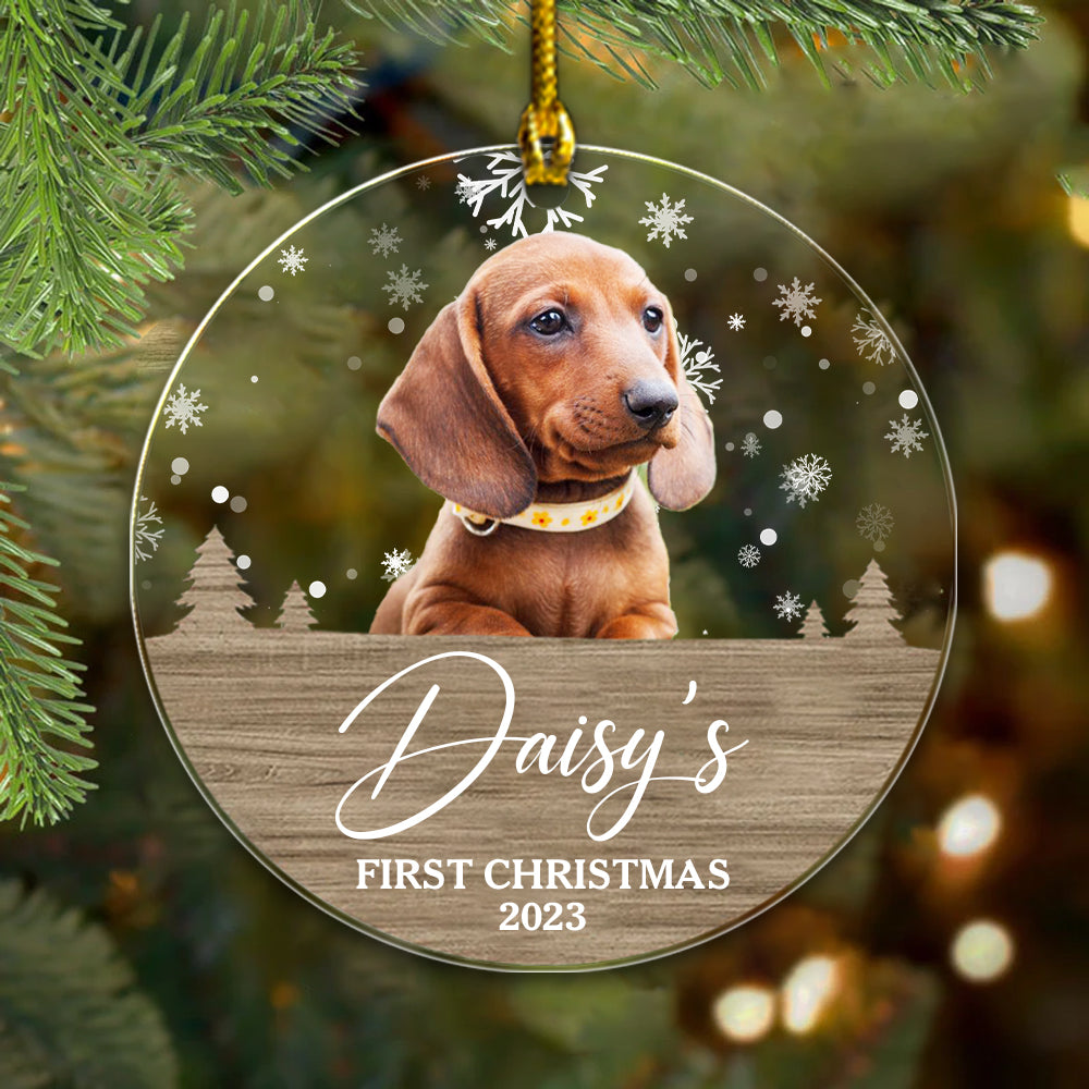 Personalized Dog Ornaments, Gift for Dog Lovers - First Christmas, Custom Photo