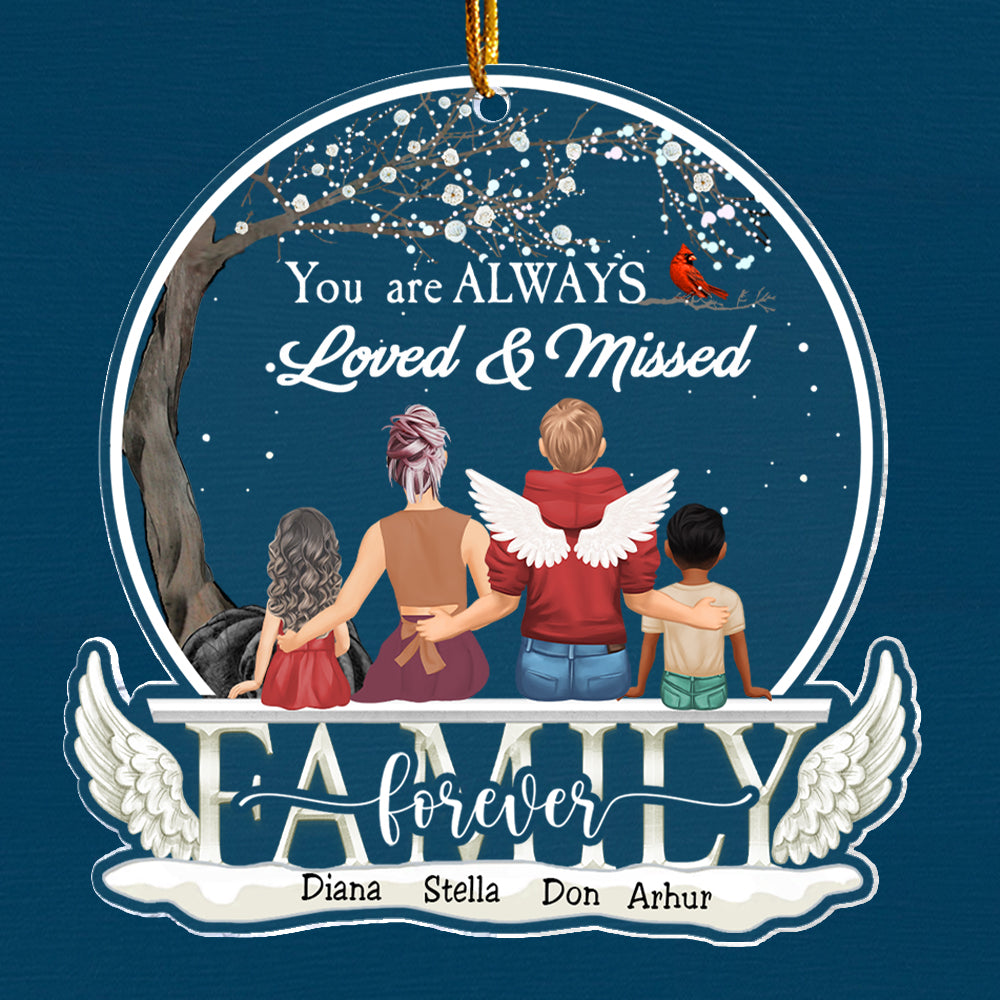 You're Always Loved & Missed Personalized Acrylic Ornament For Memorial Family Member