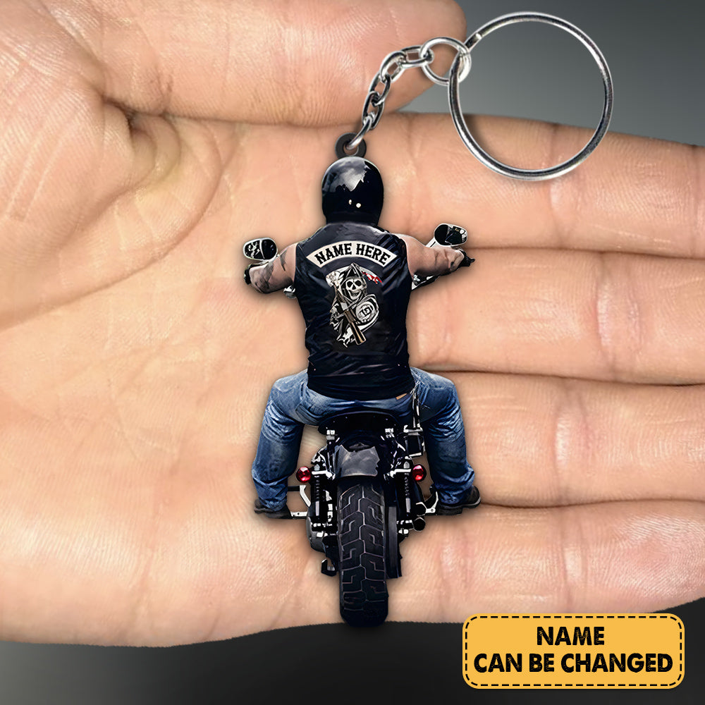 Biker Personalized Shaped Acrylic Keychain Gift For Biker Lovers