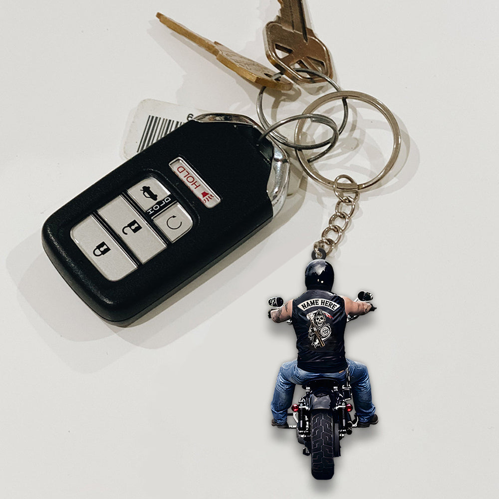 Biker Personalized Shaped Acrylic Keychain Gift For Biker Lovers
