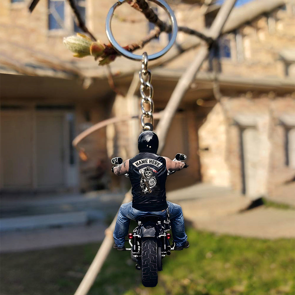 Biker Personalized Shaped Acrylic Keychain Gift For Biker Lovers