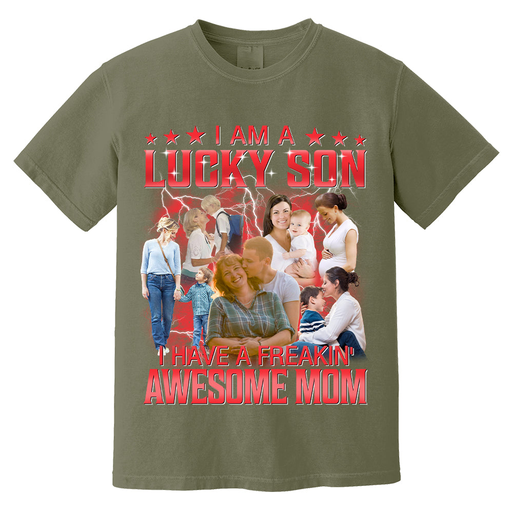 Custom I Am A Lucky Son Bootleg Rap Tee Gift For Son From Mom
