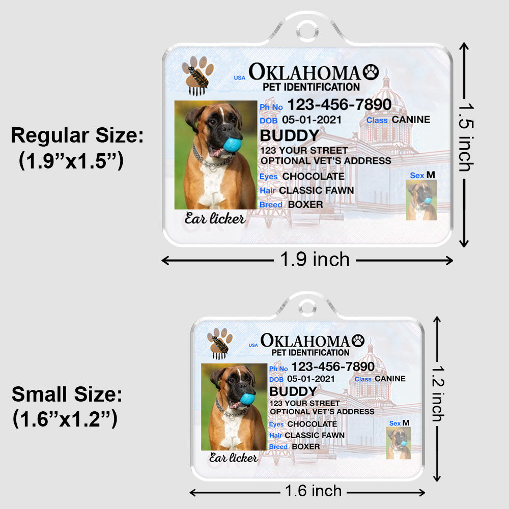 Custom Photo Pet ID Tags - Drivers License - Oklahoma