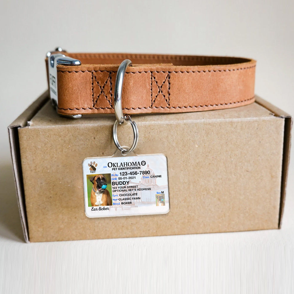 Custom Photo Pet ID Tags - Drivers License - Oklahoma