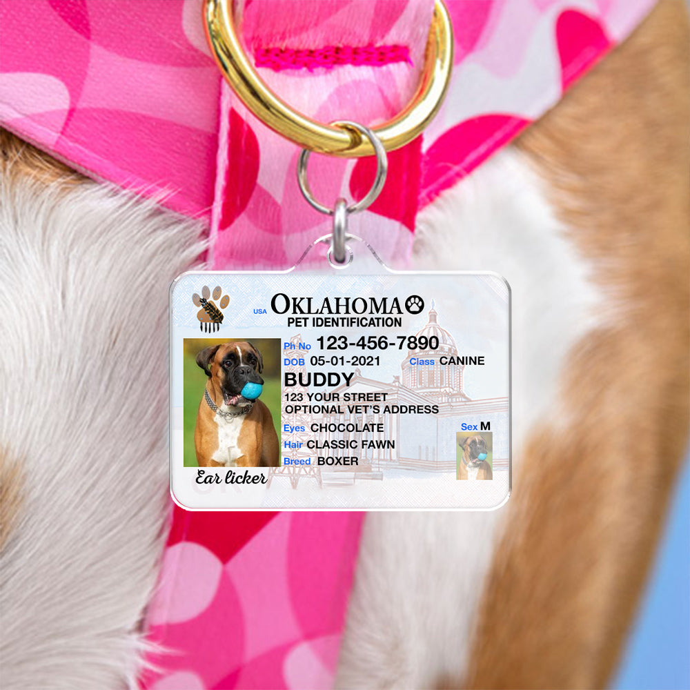 Custom Photo Pet ID Tags - Drivers License - Oklahoma