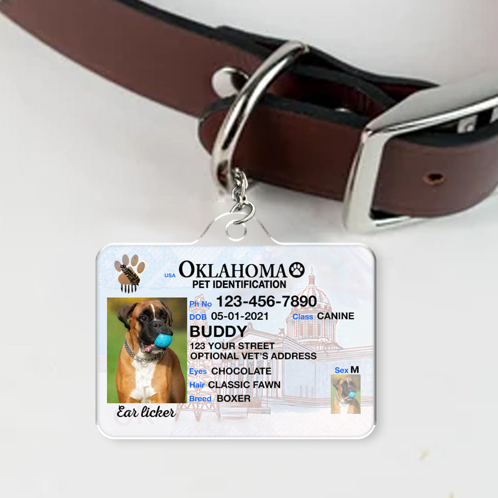 Custom Photo Pet ID Tags - Drivers License - Oklahoma