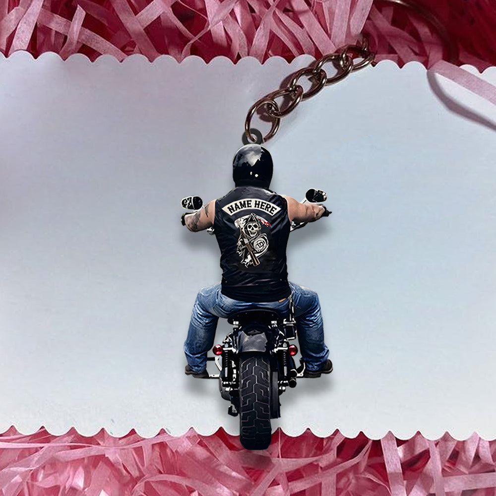 Biker Personalized Shaped Acrylic Keychain Gift For Biker Lovers