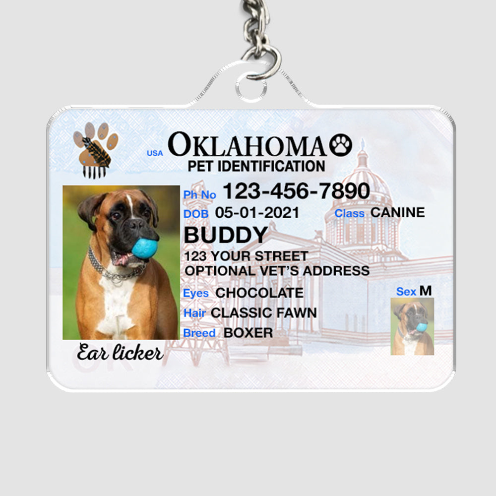 Custom Photo Pet ID Tags - Drivers License - Oklahoma