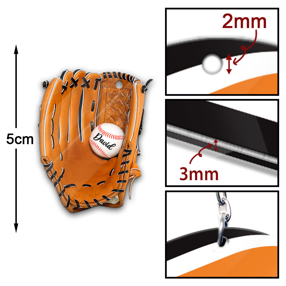Personalzied Baseball Glove Keychain, Baseball Keychain Combo Pack 2 Sided K1702