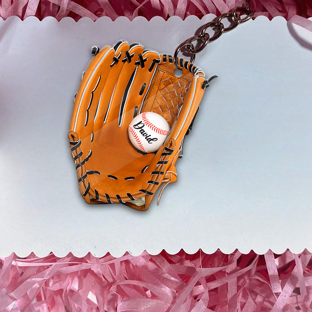 Personalzied Baseball Glove Keychain, Baseball Keychain Combo Pack 2 Sided K1702