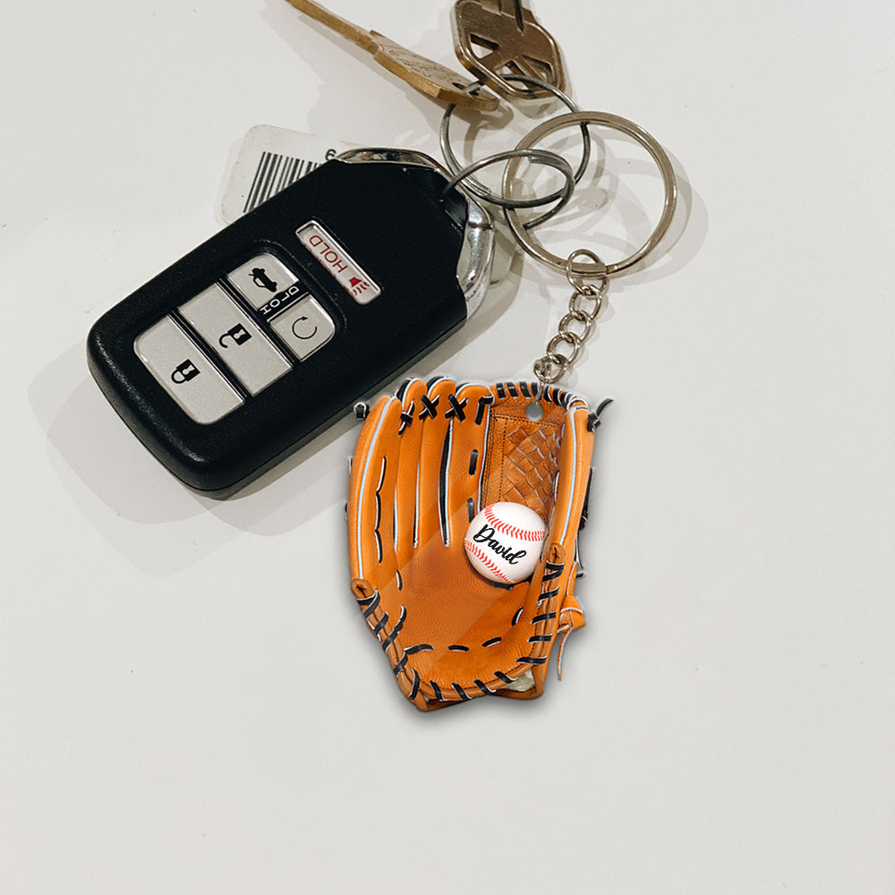 Personalzied Baseball Glove Keychain, Baseball Keychain Combo Pack 2 Sided K1702