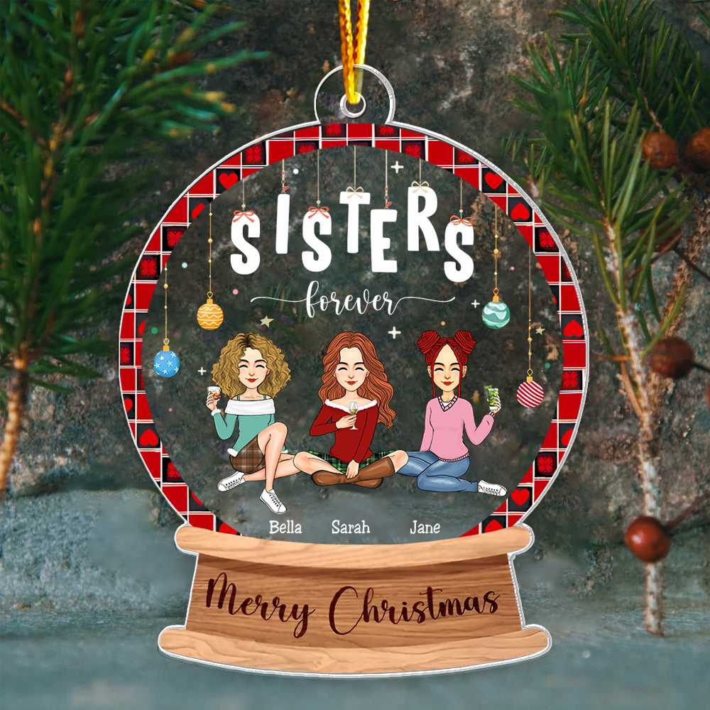 Sister Forever Personalized Custom Shaped Acrylic Ornament NA02