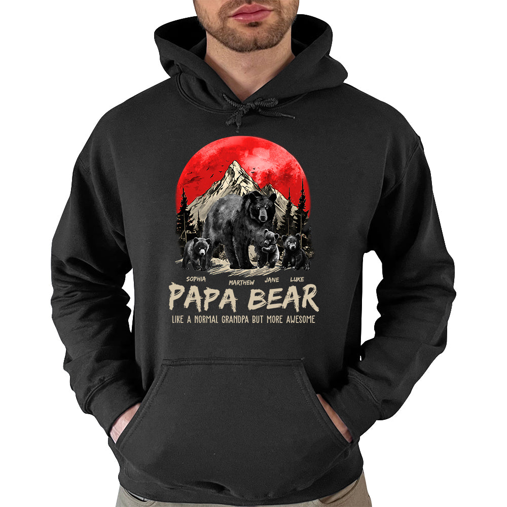 Papa Bear Like A Normal Grandpa But More Awesome Personalized Shirt With Kids Name