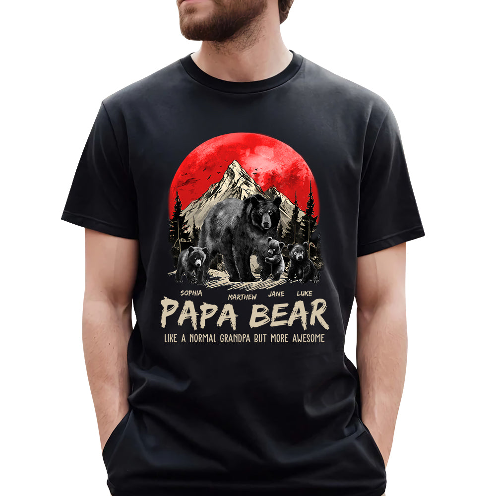 Papa Bear Like A Normal Grandpa But More Awesome Personalized Shirt With Kids Name