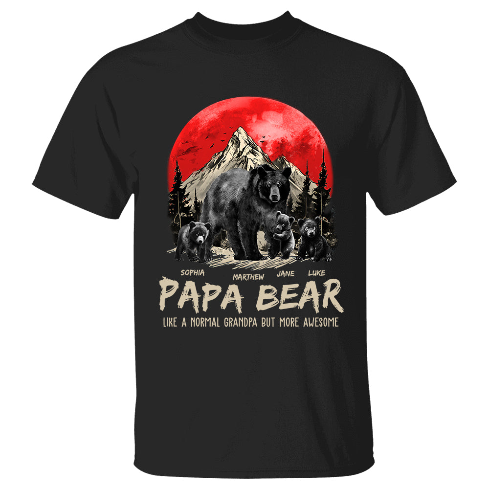 Papa Bear Like A Normal Grandpa But More Awesome Personalized Shirt With Kids Name