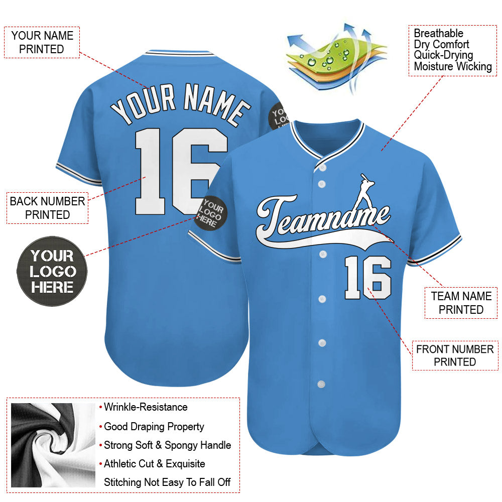 Custom Logo Name Number Light Blue Baseball Jersey