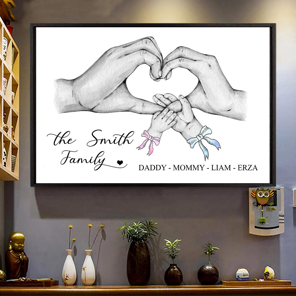 Family Poster Canvas Heart Hand's Custom Canvas Print Gift For Dad