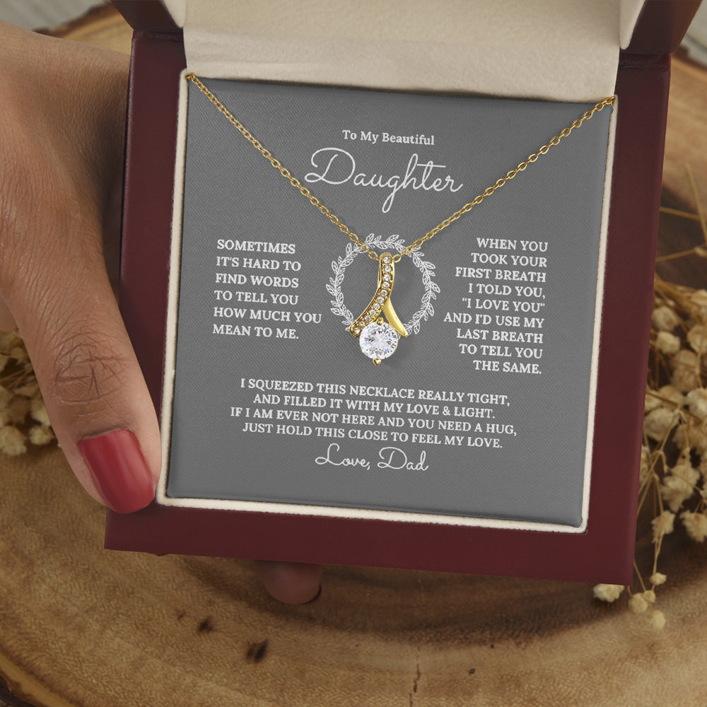 Personalized Alluring Beauty Necklace From Mom And Dad For Daughter - Sometimes It Hard To Find Words To Tell You Mothers Day Gift For Daughter