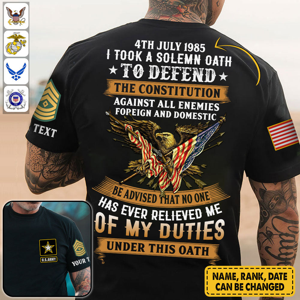 Personalized Shirt I Once Took A Solemn Oath To Defend The Constitution Custom Veteran All Over Print Shirt K1702
