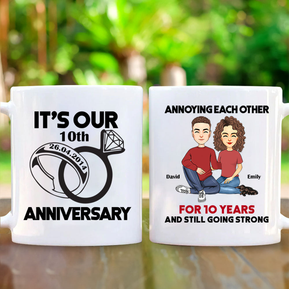 It's Our 10th Anniversary, Wedding Anniversary - Personalized Valentine Mug For Husband And Wife