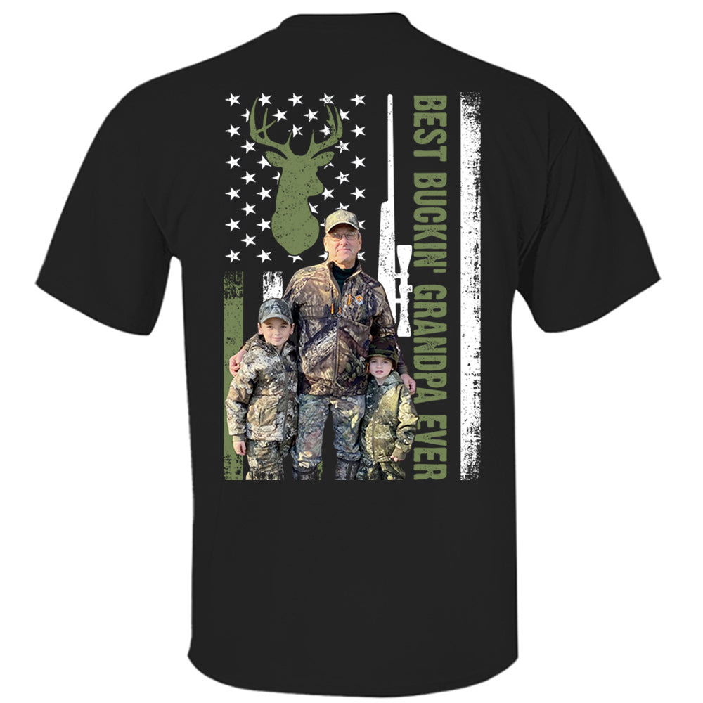 Best Buckin' Grandpa Ever Personalized Shirt Custom Photo And Nickname Gift For Father's Day K1702